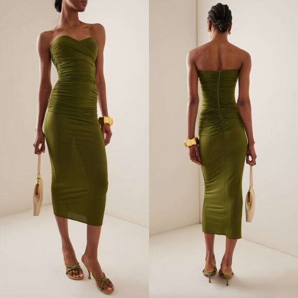 Alex Perry | Strapless Sweetheart Ruched Dress in Fern US 0 w/ Tags - Picture 4 of 16